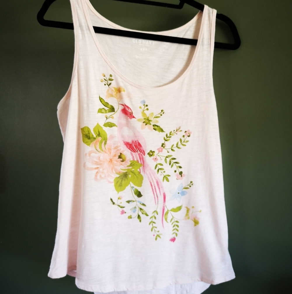 Old Navy Casual Graphic Tank Top Blush Pink Sz M